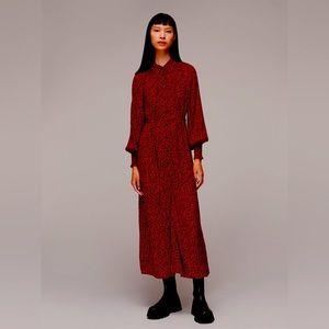 Whistles Pansy Dot Red Floral Dress, size 6